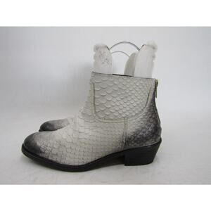 Zadig & Voltaire Womens Size 36 EUR White Leather Snake Print Zip Ankle Boots